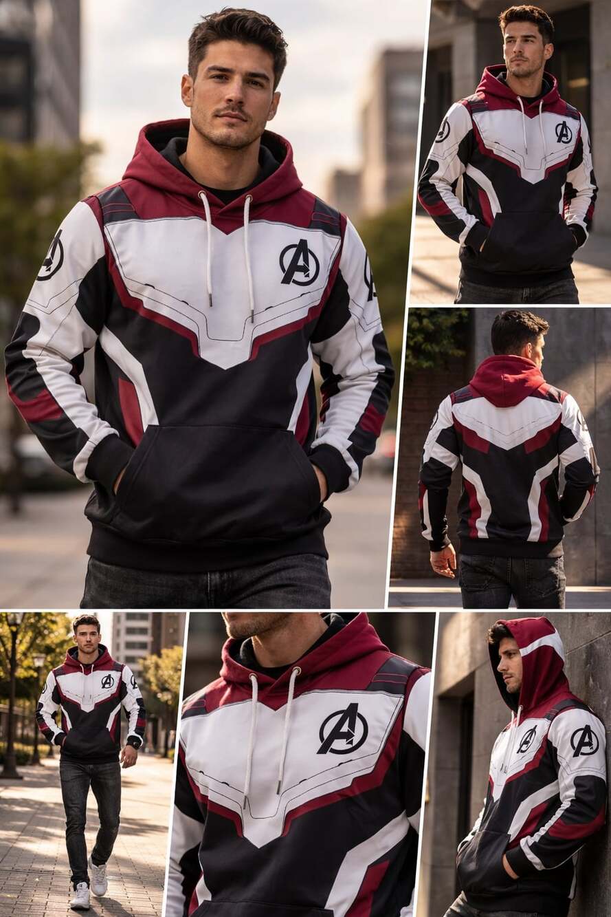 Marvel Avengers: Endgame Quantum Realm Suit Cosplay Pullover Hoodie Large